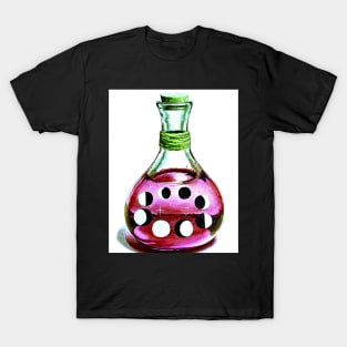 Pink and green Wiccan bottle - moon phases T-Shirt